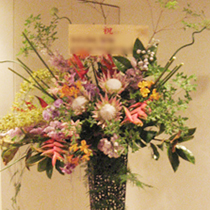 渋谷のクラブに贈る 華やかさと色で勝負 スタンド花・フラミンゴ