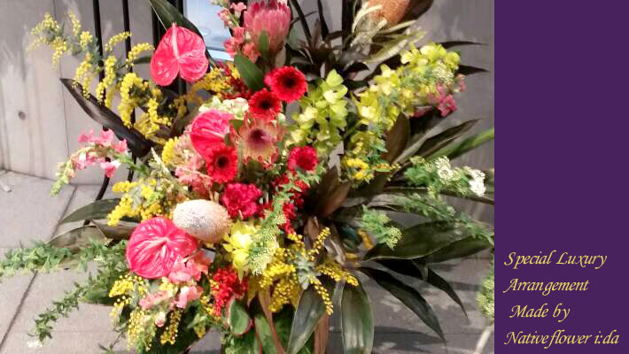 舞台公演祝い花　楽屋花　お祝いアレンジメント　東京　二子玉川の花屋　ネイティブフラワーイーダ