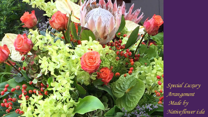 開店祝いスタンド花　グリーン　東京　二子玉川の花屋ネイティブフラワーイーダ