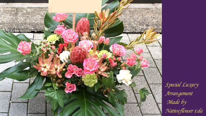 楽屋花 公演祝いに贈る花 ピーチバウンド 東京 二子玉川の花屋 ネイティブフラワーイーダ