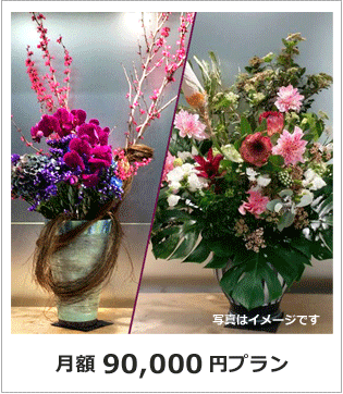 オフィス　店舗　生け込み花　生花アレンジ　レンタルフラワ　東京ー90000円プラン